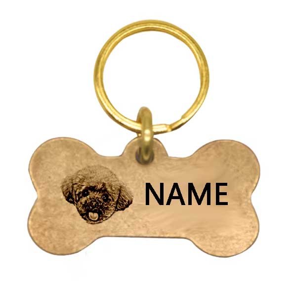 Custom Bone-Shaped Pet ID Tag – Personalized Laser Engraved Pet Name Tag Personalized bone-shaped pet ID tag with laser engraved pet photo and name, custom metal pet identification tag