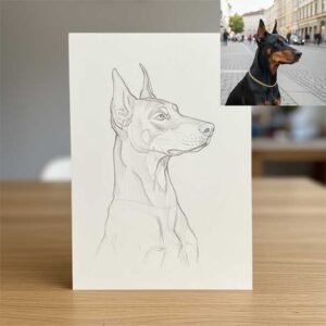 Custom acrylic pet portrait step 1 pencil sketch based on animal reference photo