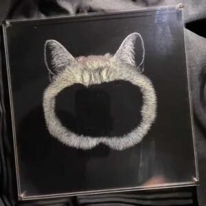 Detailed ear and head structure carving on a custom cat acrylic engraving, enhancing depth and anatomical accuracy