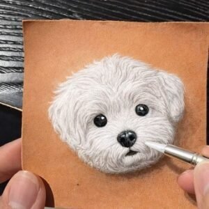 Custom pet leather carving step 3 applying main colors to build a complete pet portrait