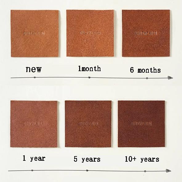 Patina formation on vegetable tanned leather over time