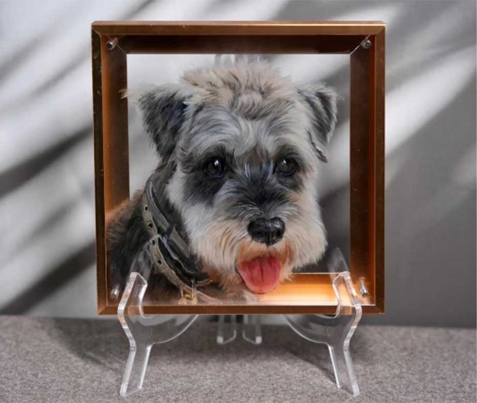 3D layered pet glass painting using 3mm optical-grade acrylic with 92% light transmission.