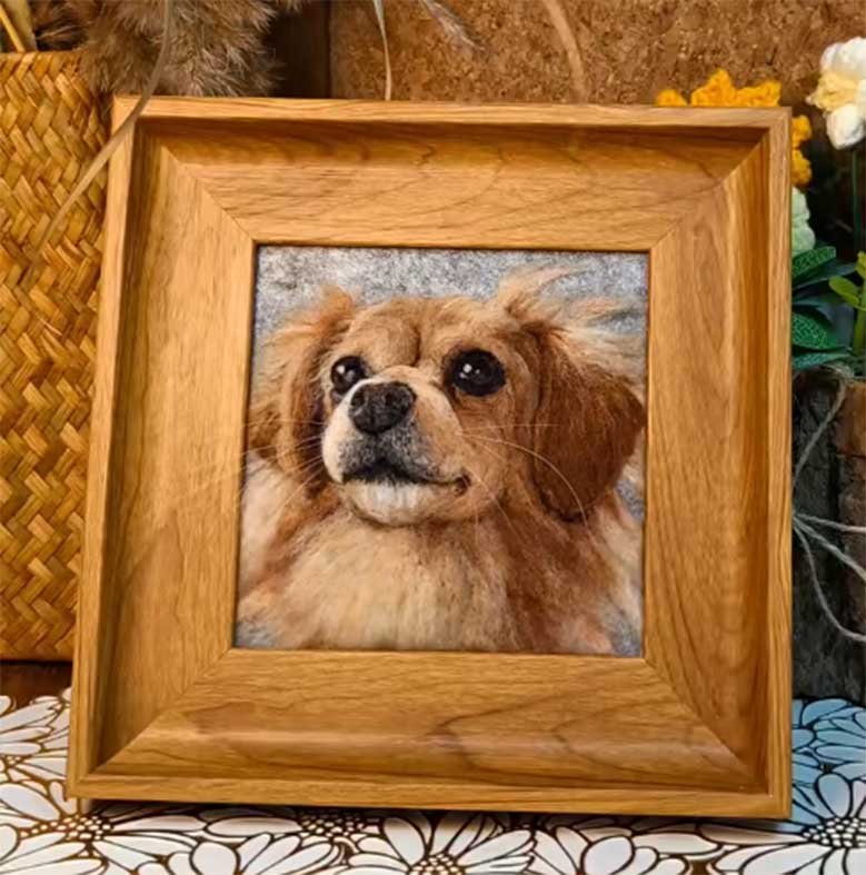 Hand-sculpted needle felted pet portrait made with premium New Zealand wool and 40-gauge needles.